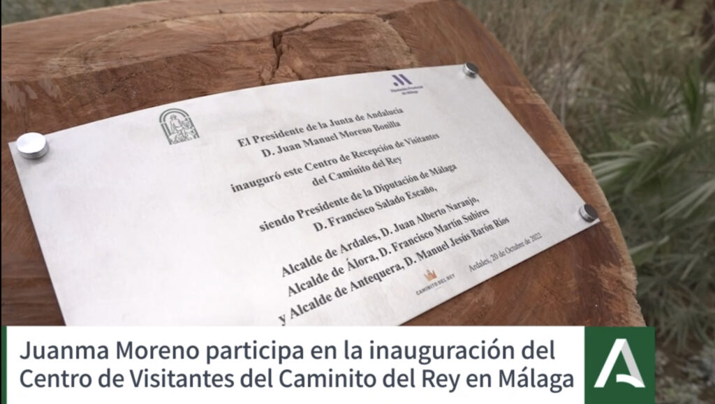 Promomark fabrica la placa de la inauguración del Centro de Recepción de Visitantes del Caminito del Rey